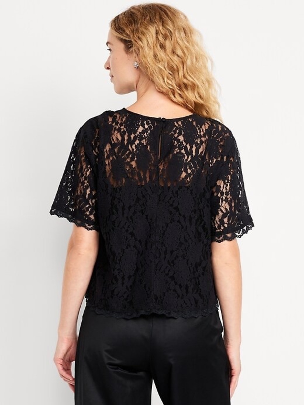 Vero Moda Black Lace Short Sleeve Top